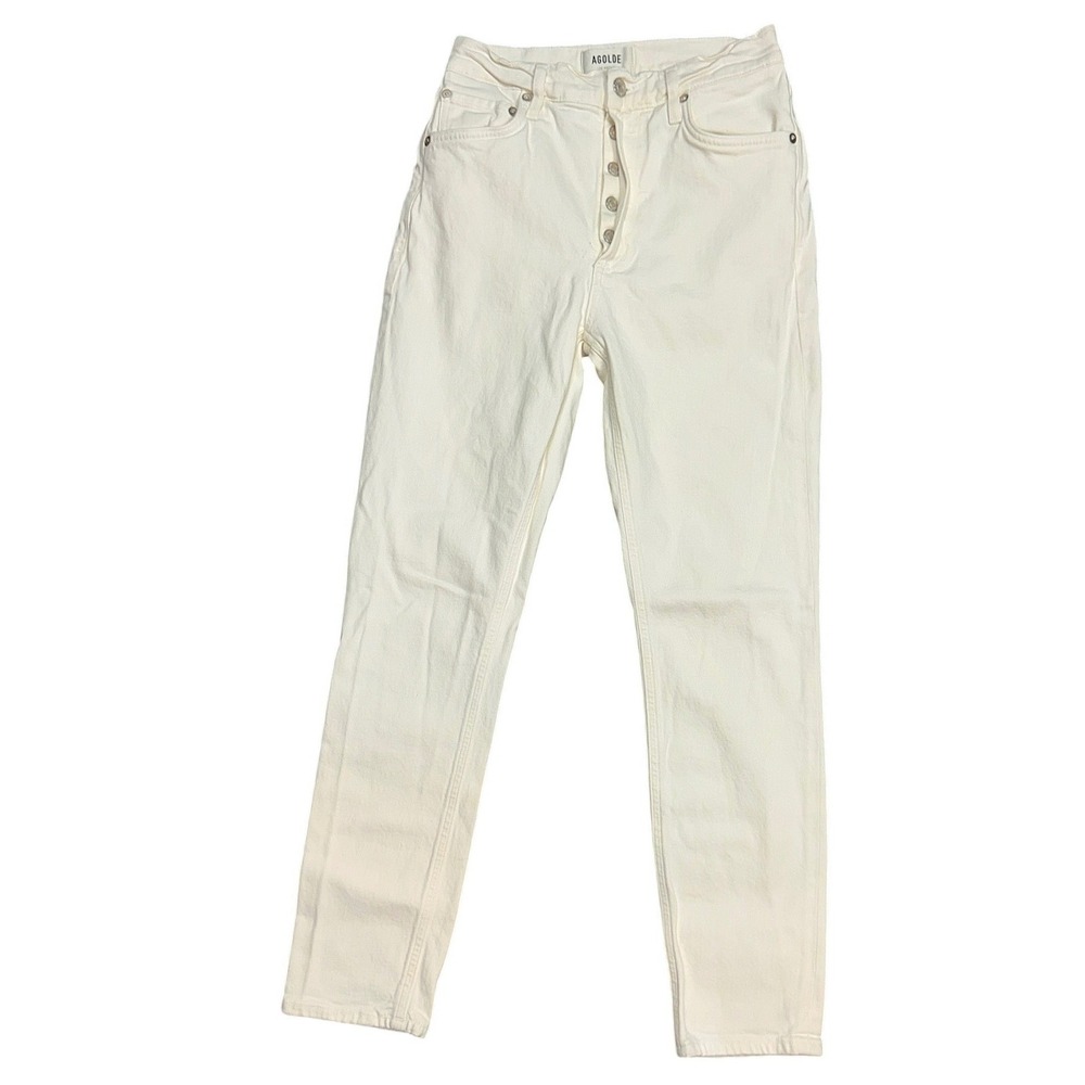 AGOLDE‎ Nico High Rise Slim Fit Jeans White Button Fly A093B-1085 Womens 25